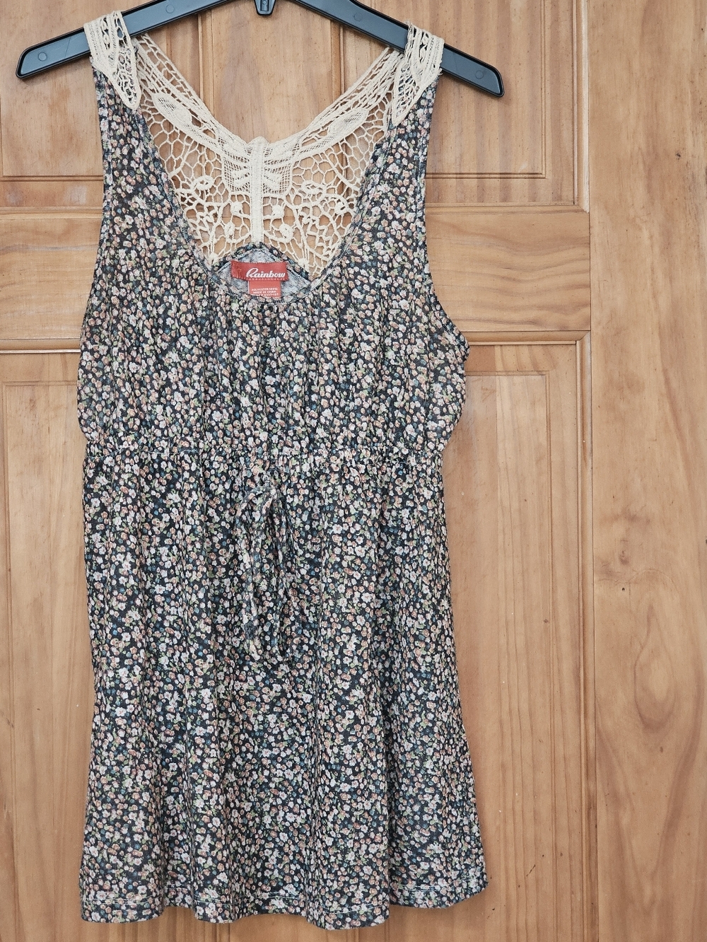 Rainbow Multicolor Floral Sleeveless Tank Top Blouse, Size M(Juniors]